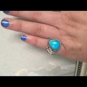 Genuine Sterling Silver and Turquoise Feather Ring